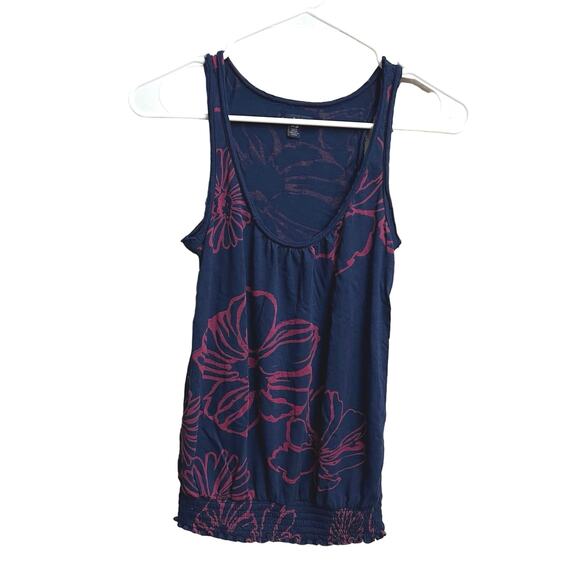 American Eagle Outfitters AE Flowy Boho Sleeveless Floral Blue Red Top XS Petite - Picture 1 of 7